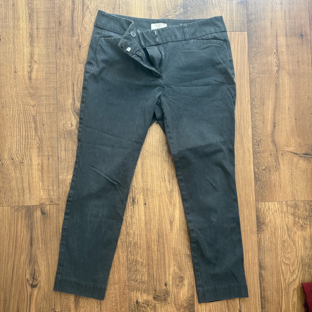 LOFT Outlet Petite Charcoal Gray Cropped Pants